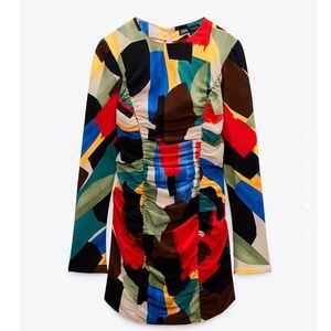 ZARA Printed Dress With Draping